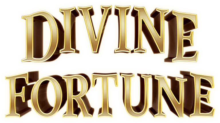 The words DIVINE FORTUNE in large, bold, gold, three-dimensional letters with a shiny, metallic finish on a white background evoke the elegance of a Class 3 experience and the excitement of Game Slick’s signature style.