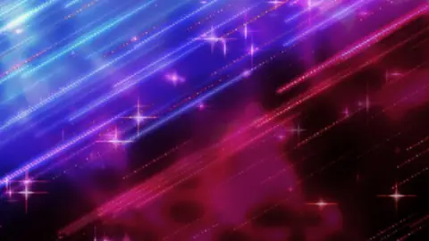 Diagonal streaks of blue and pink light with sparkling star-like effects on a dark background, creating a vibrant, dynamic, and glowing abstract pattern.