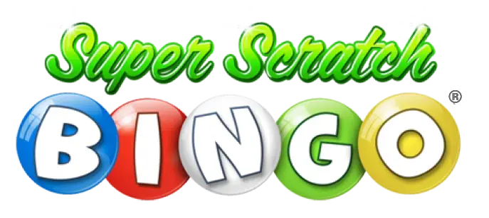 Logo for Super Scratch Bingo with Super Scratch in green script above colorful bingo balls spelling BINGO in blue, red, white, green, and yellow.