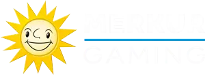 Merkur Gaming logo featuring a smiling sun character to the left of the text.